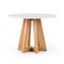 Honey Oak & White Marble 42" Round Dining Table for Four