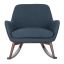 Mack Mid-Century Modern Blue Linen Rocking Chair