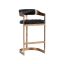 Beaumont 26" Cantina Black Leather Bar Stool with Antique Brass Base