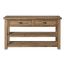 Coastal Brown Pine Wood Console Table with Metal Accents and Storage