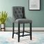 Luxurious Gray Tufted Button Upholstered Fabric Counter Stool