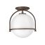 Somerset 11.5" Globe Semi-Flush Mount in Bronze with Etched Opal Glass