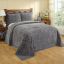 Elegant Gray Cotton Twin Bedspread with Reversible Floral Design