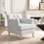 Colin Stone Grey Leather and Wood Contemporary Armchair