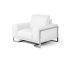 White Leather and Metal Contemporary Accent Chair