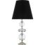 Polished Nickel and Crystal Table Lamp with Black Shade