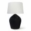 Elegant Georgian Black and Polished Brass Table Lamp with Linen Shade
