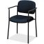 Navy Fabric Mid-Back Stackable Metal Guest Chair with Fixed Arms