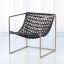 Contemporary Nickel & Gray Leather Armchair with Sled Base