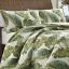 Twin White Cotton Reversible Quilt Set with Green Palm Design