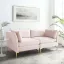 Luxe Pink Velvet 72" Loveseat with Gold Metal Legs