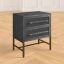 Sophia Gray Rattan 2-Drawer Nightstand with Brass Accents