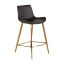 Hines Transitional Brushed Gold and Charcoal Brown Faux Leather Counter Stool