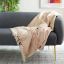 Beige and Copper Cotton Reversible Fringe Throw Blanket