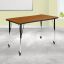 Mobile Oak Laminate Wave Collaborative Activity Table with Adjustable Legs