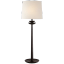 Edison Aged Iron Outdoor Buffet Table Lamp with White Linen Shade