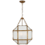Gilded Iron and Frosted Glass 21.5" Indoor/Outdoor Pendant