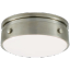 Antique Nickel Drum LED Flush Mount with White Glass Shade