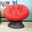 Boho Chic Red Swivel Papasan Chair with Resin Wicker