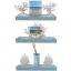 Coastal Blue Rectangular Floating Shelves, 3-Piece Set