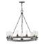 Rustic Aged Zinc 9-Light LED Outdoor Chandelier with Clear Seedy Glass