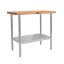 Galvanized Steel Maple Top 36" Work Table with Adjustable Undershelf