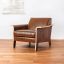 Saddle Brown Top-Grain Leather Club Chair with Walnut Frame