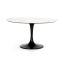 Round White Marble and Black Iron Dining Table