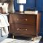 Justice 2-Drawer Walnut Nightstand with Brass Accents