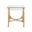 Elegant Gold Leaf Square Metal and Glass End Table