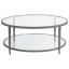 Transitional Claret 42" Round Black Metal & Glass Cocktail Table