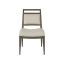 Grigio Finish Mid-Century Upholstered Linen Side Chair in Medium Brown