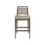 Grigio Finish Nico Mid-Century Mahogany Barstool with Linen-Cotton Blend