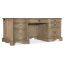 Traditional Beige Solid Wood Executive Desk with Scallop Base and Bronze Accents