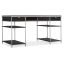 Transitional Acacia Wood and Metal Writing Desk with Drawers in Black/Silver