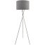 Gray Fabric Shade Brushed Nickel Tripod Floor Lamp