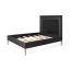 Ellipse Modern King Bed with Oak and Black Leather Upholstery