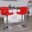 Sleek Red Swivel Adjustable Barstool with Chrome Footrest