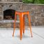 Lily 30" High Backless Orange Metal and Wood Barstool