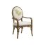 Caribbean Sunset Cream Leather & Rattan Oval Back Arm Chair