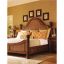Coastal Retreat King Poster Bed with Upholstered Headboard in Rich Brown