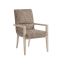 Carmel Winter White and Brown Leather Upholstered Armchair