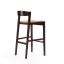 Camel Faux Leather and Dark Walnut Beech Wood Barstools, Set of 2