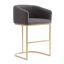 Cream Leather 36'' Upholstered Counter Stool with Metal Frame