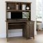 Ash Brown Mission Style Desk with Hutch and Integrated Cable Management
