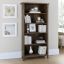 Ash Brown Adjustable 63" 5-Shelf Wood Bookcase