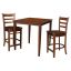 Espresso Solid Wood Counter Height Dining Set with 2 Stools