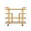 Ireland Gold Leaf Geometric Bar Cart with Mirrored Shelves