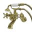 Traditional Antique Brass Wall-Mounted Clawfoot Tub Faucet with Handshower