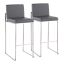 Fuji 26'' Adjustable Stainless Steel and Grey Faux Leather Bar Stool